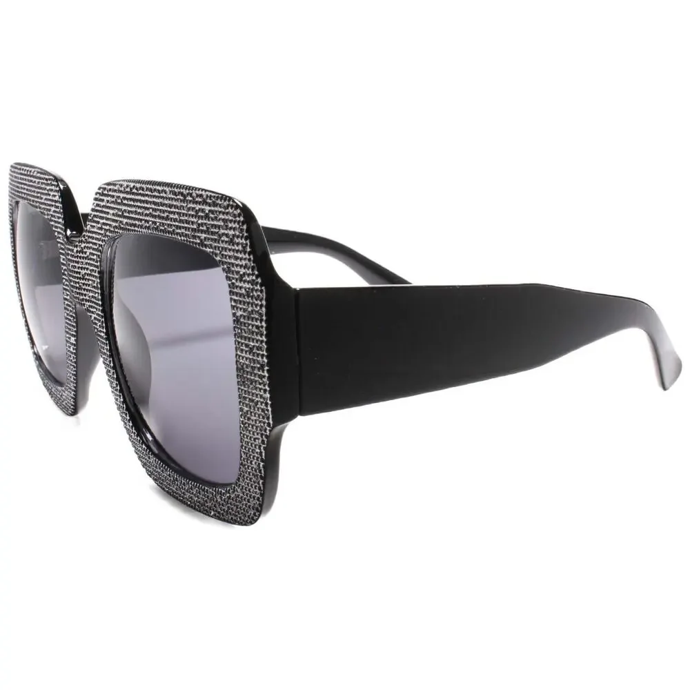 Womens Vintage Retro Fashion Stylish Black Large Oversized Square Sunglasses
